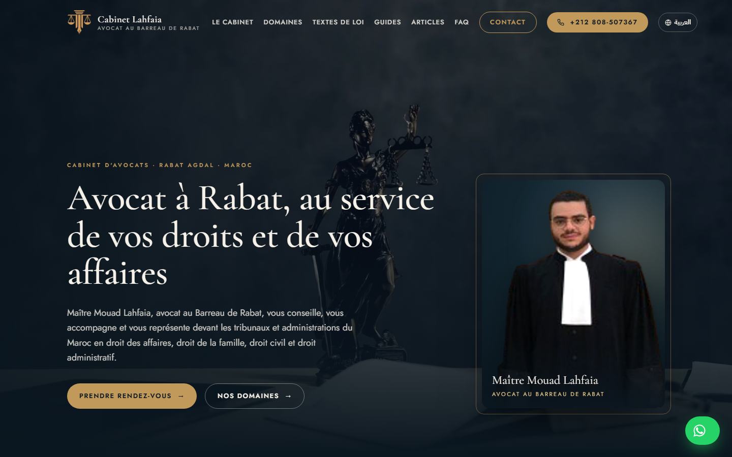 Cabinet Lahfaia, page d'accueil