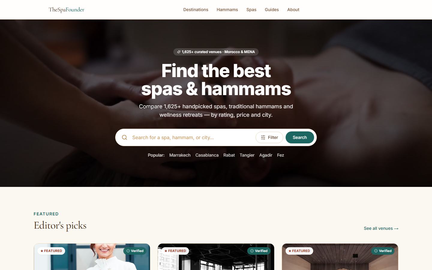 TheSpaFounder, home page