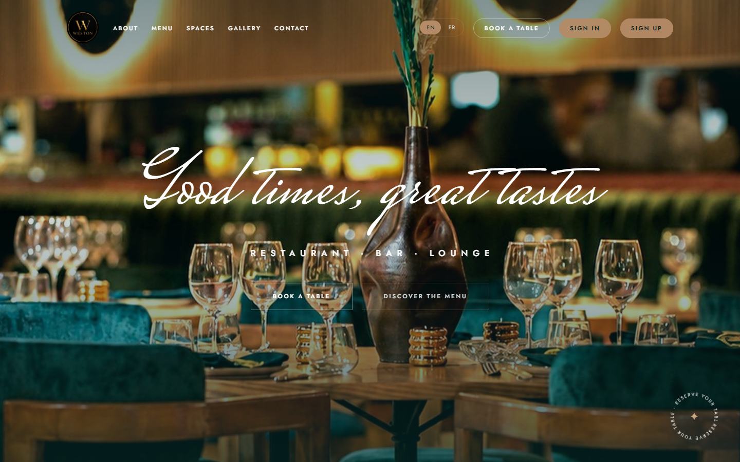 Weston Bistrot, home page